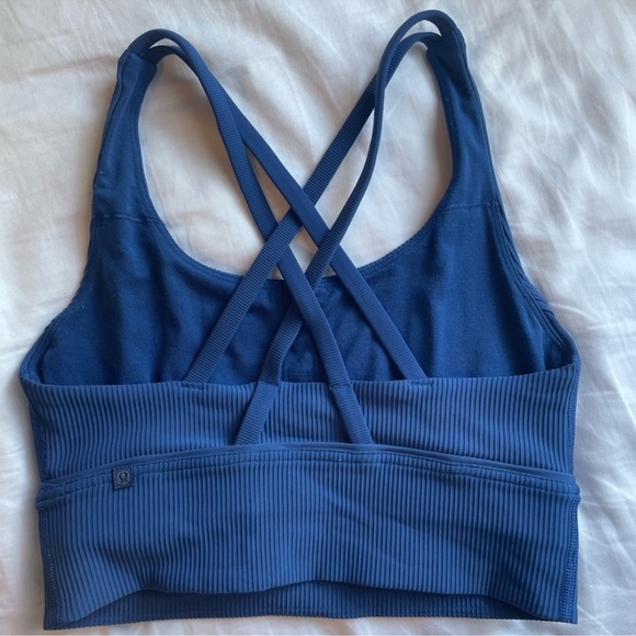 Lululemon energy bra long line ribbed in regatta blue. Size 6 - Picture 4 of 5